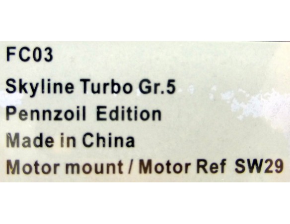 SKYLINE TURBO GR.5 FC03 PENZOIL EDITION REF.SW29 SIDEWAYS