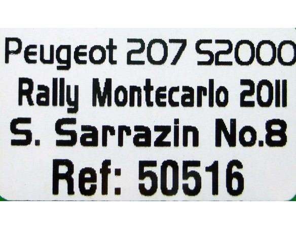 PEUGEOT 207 S200 RALLY MONTECARLO 2011 REF.50516 AVANT SLOT