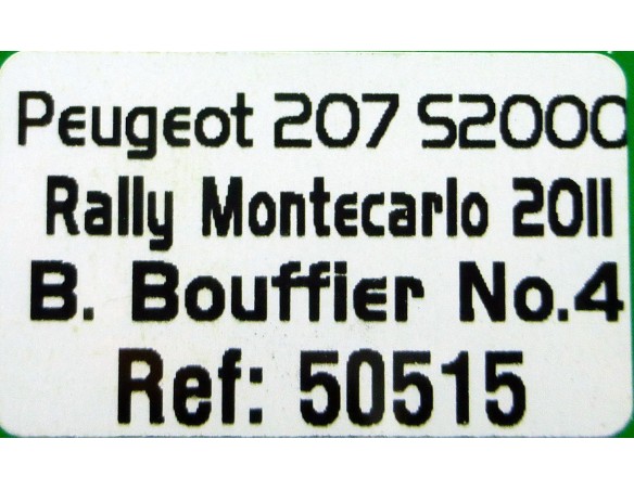 PEUGEOT 207 S200 Nº4 RALLY MONTECARLO 2011 REF.50515 AVANT SLOT