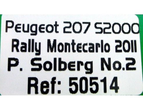 PEUGEOT 207 S200 Nº2 RALLY MONTECARLO 2011 REF.50514 AVANT SLOT