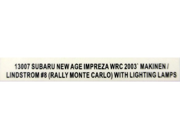 SUBARU NEW AGE IMPREZA WRC 2003 Nº8 MONTECARLO REF.13007 AUTOART