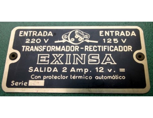 TRANSFORMADOR-RECTIFICADOR EXINSA VERDE