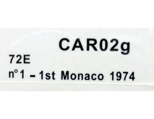 LOTUS 72E Nº1 1st MONACO 1974 REF.CAR02g POLICAR
