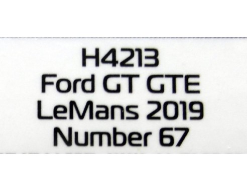 FORD GT GTE LEMANS 2019 NUMBER 67 REF.H4213 SUPERSLOT