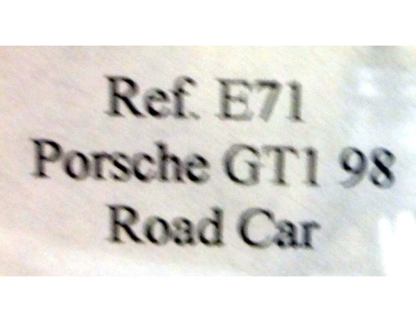 PORSCHE 911GTI 98 ROAD CAR PLATA MATE REF.E71 FLY