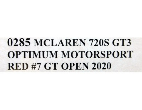 MCLAREN 720 GT3 OPTIMUM MOTORSPORT RED Nº7 GT OPEN 2020 REF.0285 NSR