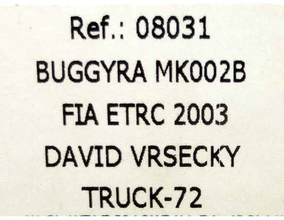 BUGGYRA MK002.B FIA ETRC 2003 TRUCK-72 DAVID VRSECKY Ref.08031 FLY