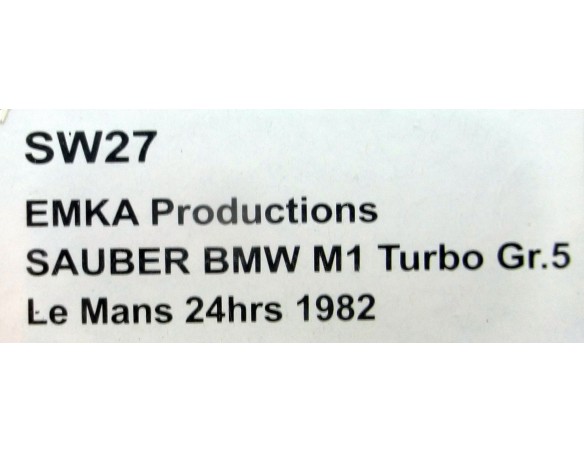 SAUBER BMW M1 TURBO OLIMPUS GR5 REF. SW27 SIDEWAYS