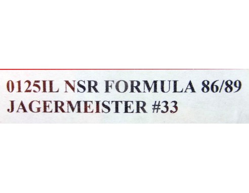 FORMULA 86/89 JAGERMEISTER Nº33 REF.0125IL NSR