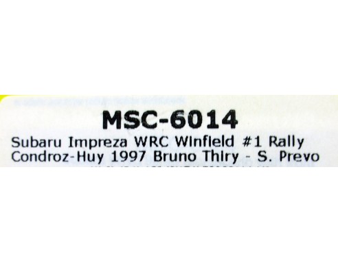 SUBARU IMPREZA WRC WINFIELD Nº1 RALLY CONDROZ-HUY 1997 REF.6014 MSC