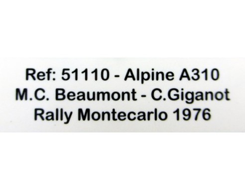 RENAULT ALPINE A310 RALLY MONTECARLO 1976 REF.51110 AVANT SLOT