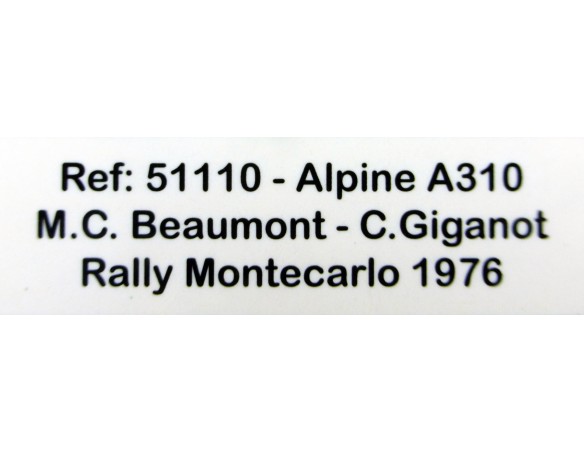 RENAULT ALPINE A310 RALLY MONTECARLO 1976 REF.51110 AVANT SLOT