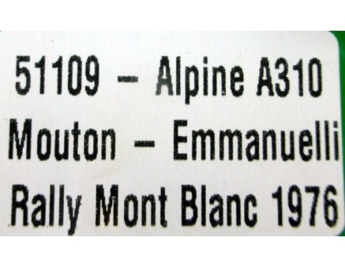 RENAULT ALPINE A310 RALLY MONT BLANC 1976 REF.51109 AVANT SLOT