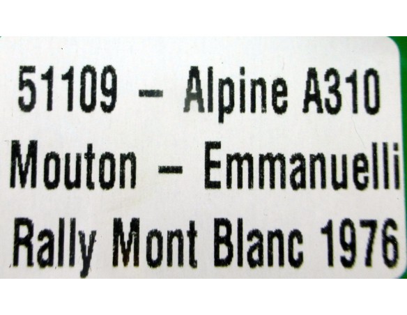RENAULT ALPINE A310 RALLY MONT BLANC 1976 REF.51109 AVANT SLOT