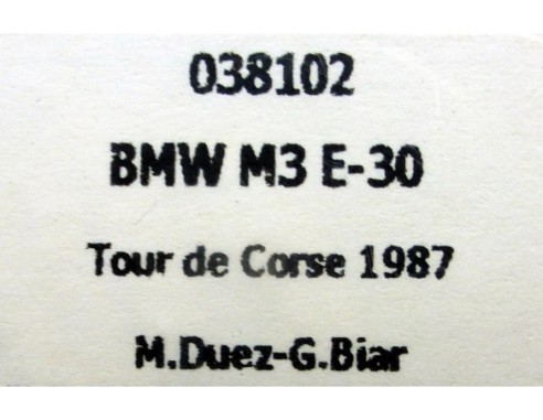 BMW M3 E30 TOUR DE CORSE 1987 REF.038102 FLYSLOT