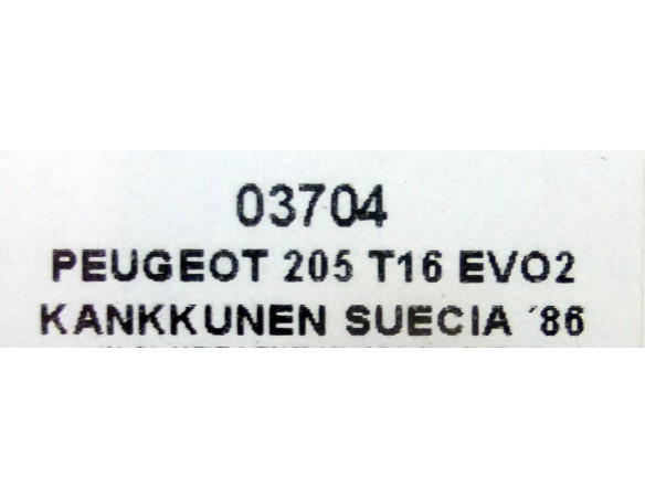 PEUGEOT 205 T16 EVO2 KANKKUNEN SUECIA 1986 REF.03704 SRC