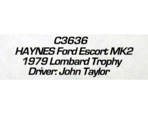 HAYNES FORD ESCORT MK2 1979 LOBARD TROPHY REF.C3636 SUPERSLOT