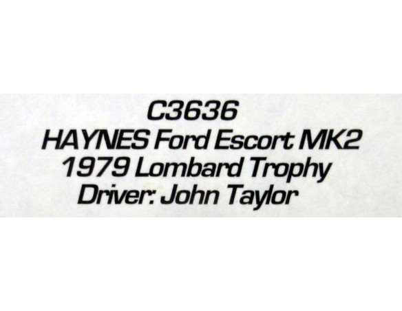 HAYNES FORD ESCORT MK2 1979 LOBARD TROPHY REF.C3636 SUPERSLOT
