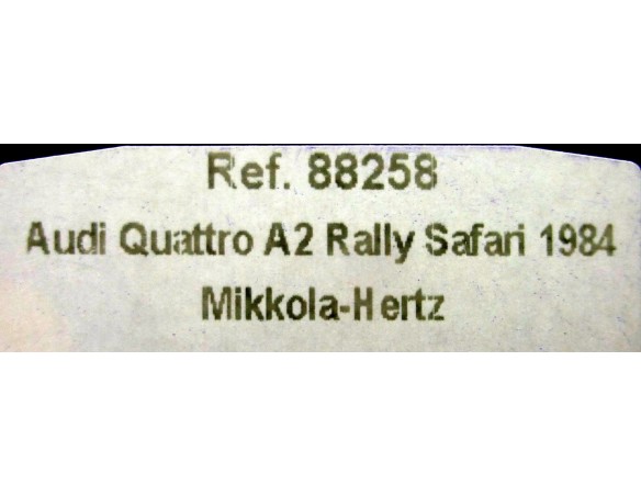 AUDI QUATTRO A2 RALLY SAFARI MONTECARLO 1984 REF.88258 FLY