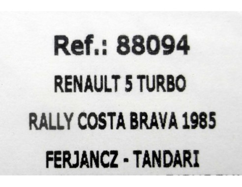 RENAULT 5 TURBO RALLY COSTA BRAVA 1985 REF.88094 FLY