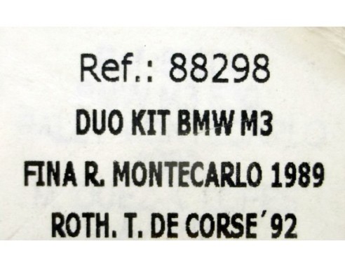 DUO KIT BMW M3 ROTHMANS R.MONTECARLO 1989 REF.88298 FLY
