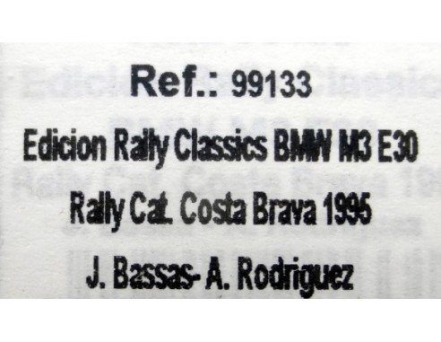 BMW M3 E30 ED.RALLY CLASSICS RALLY CAT.COSTA BRAVA 1995 REF.99133 FLY