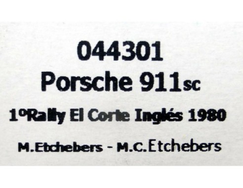 PORSCHE 911 SC PALMERA 1º RALLY EL CORTE INGLES 1980 REF.044301 FLYSLOT