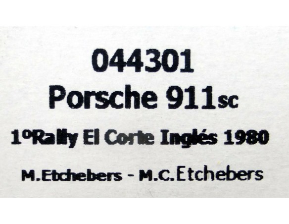 PORSCHE 911 SC PALMERA 1º RALLY EL CORTE INGLES 1980 REF.044301 FLYSLOT