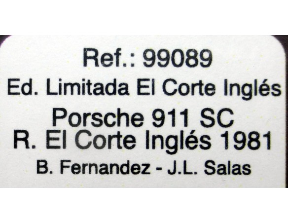 PORSCHE 911 SC RALLY EL CORTE INGLES 1981 ED.LMTD REF.99089 FLY
