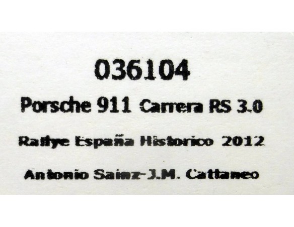 PORSCHE 911 CARRERA SC 3.0 RALLYE ESPAÑA HISTORICO 2012 REF.036104 FLY
