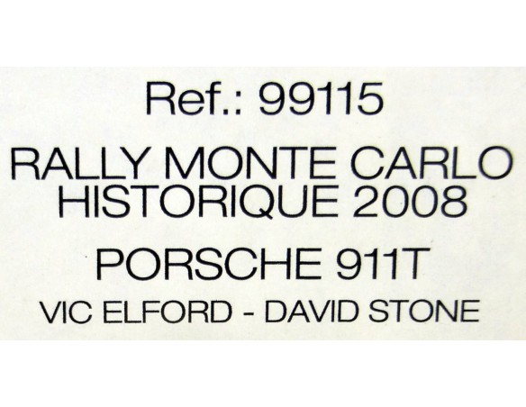 PORSCHE 911T RALLY MONTE CARLO HISTORIQUE 2008 REF.99115 FLY