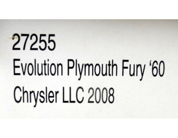 EVOLUTION PLYMOUTH FURY”60 CHRYSLER LLC 2008 REF.27255 CARRERA