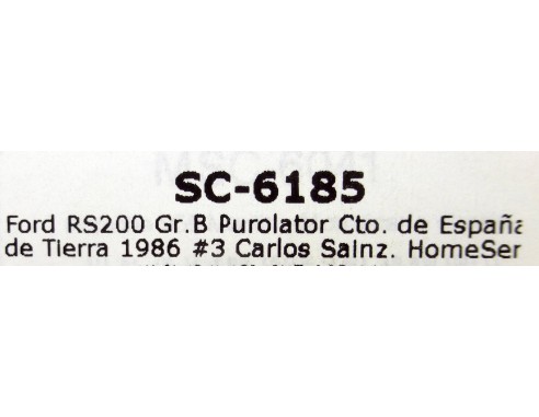 FORD RS 200 Gr.B PUROLATOR CTO.DE ESPAÑA DE TIERRA 1986 REF.SC6185 MSC