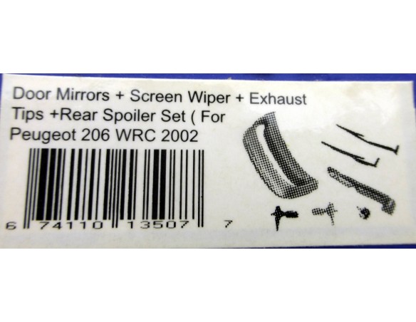 RECAMBIOS PEUGEOT 206 WRC 2002 AUTOART