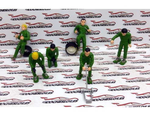 LOTE DE FIGURAS MECANICOS VERDES SCALEXTRIC