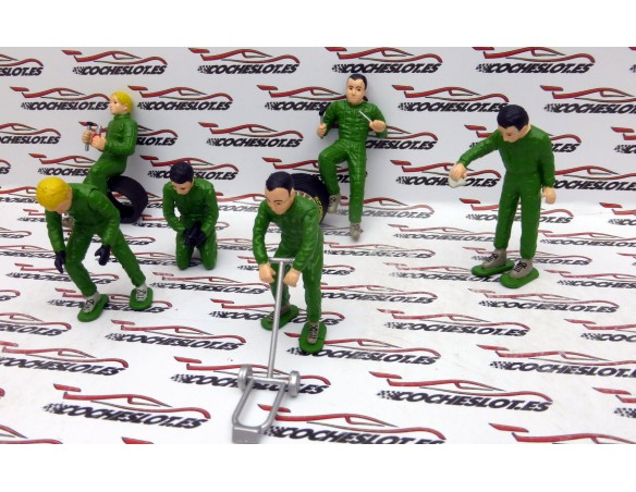 LOTE DE FIGURAS MECANICOS VERDES SCALEXTRIC