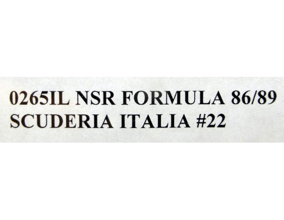 FORMULA 86/89 SCUDERIA ITALIA Nº22 REF.0265IL NSR