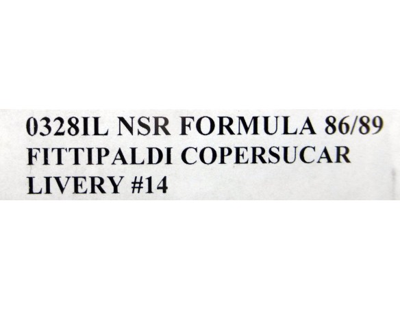 FORMULA 86/89 FITTIPALDI COPERSUCAR LIVERY Nº14 REF.0328IL NSR