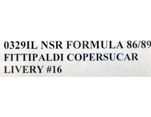 FORMULA 86/89 FITTIPALDI COPERSUCAR LIVERY Nº16 REF.0329IL NSR