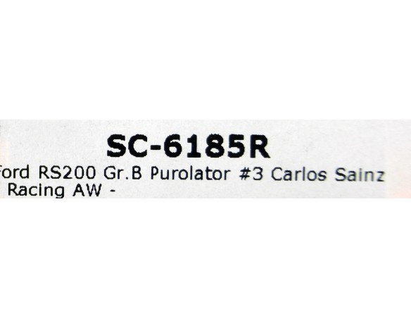 FORD RS 200 Gr.B PUROLATOR Nº3 CARLOS SAINZ RACING AW REF.SC6185R SCALEAUTO