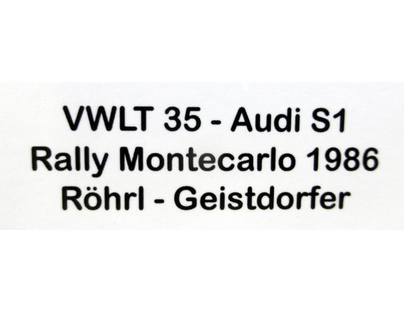 VW LT35 - AUDI S1 - WALTER RÖRHL - RALLY MONTECARLO 1986 REF.RSV2301 AVANT SLOT