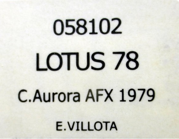LOTUS 78 C.AURORA AFX 1979 E.VILLOTA REF.058102 FLY