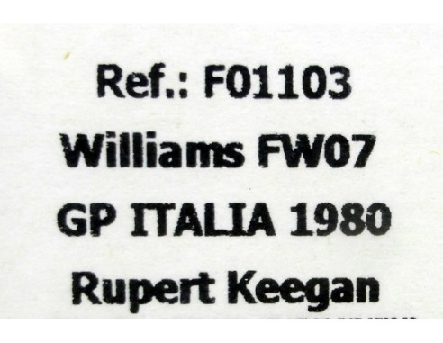WILLIAMS FW07  F1 GP ITALIA 1980 REF.F01103 FLYSLOT