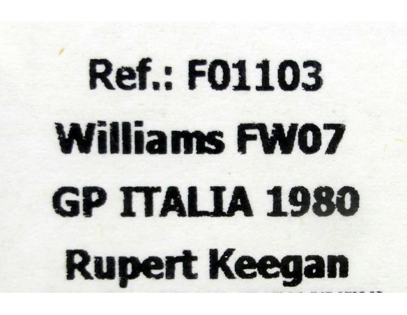 WILLIAMS FW07  F1 GP ITALIA 1980 REF.F01103 FLYSLOT