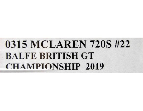 MCLAREN 720S 2 BALFE BRITISH GT CHAMPIONSHIP 2019 REF.0315 NSR