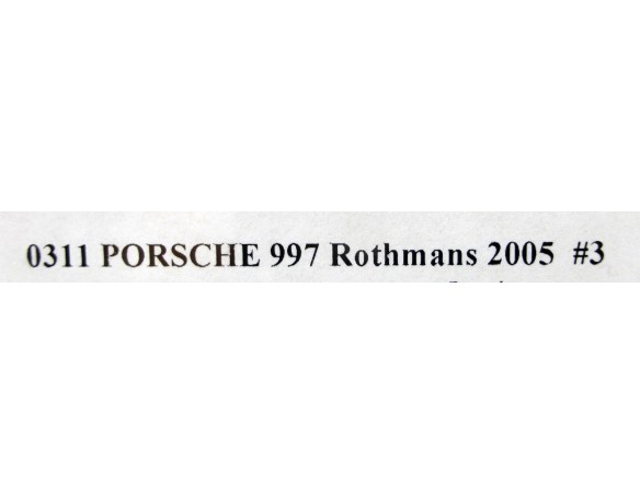 PORSCHE 997 ROTHMANS 2005 Nº3 REF.0311 NSR