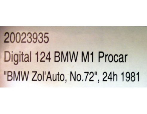 BMW M1 PROCAR.BMW ZOL AUTO Nº72 24H 1981 REF.20023935 CARRERA DIGITAL 1/24