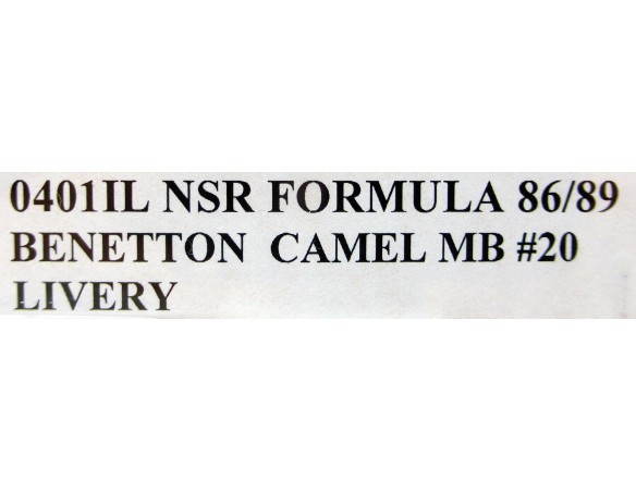 FORMULA 86/89 BENETTON CAMEL MB LIBERY Nº20 REF.0401IL NSR