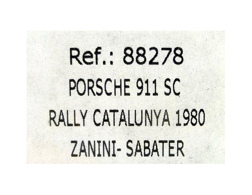 PORSCHE 911 SC RALLY CATALUNYA 1980 ZANINI-SABATER REF.88278 FLY