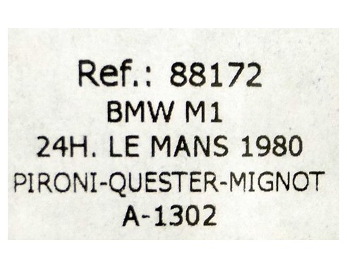 BMW M1 24H LE MANS 1980 A1302 REF.88172 FLY